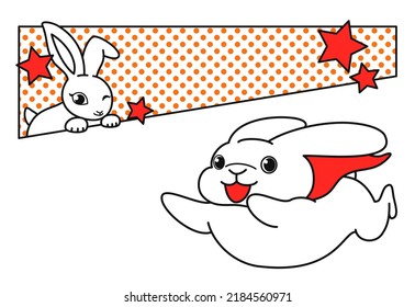 American comic-style vector illustration of a hero rabbit running with a smile. Perfect for message cards, cartoons, and fun designs.