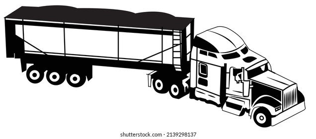 American concept semi-truck vector. american freight truck illustration 