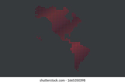 American continent blank map vector . continent of america digital map template . black America map . Colorful map of Continent of America . sphere dots globe surface