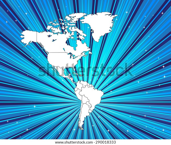 American Continent Detailed Map Captivating Background Stock Vector