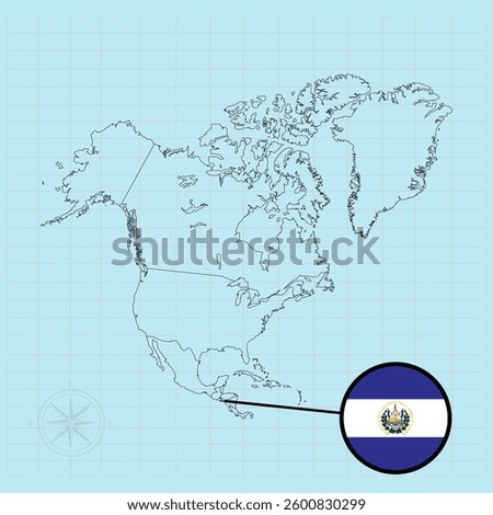 american continent Vector illustration of el salvador flag map