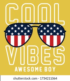 American. cool vibes. awesome boy. graphic tees vector illustration design and other uses