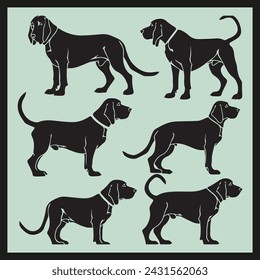 American Coonhound Dog Silhouette, silhouettes of dogs set 6