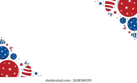 American Corner Design with Stars and Stripes in Red and Blue for July Fourth Background