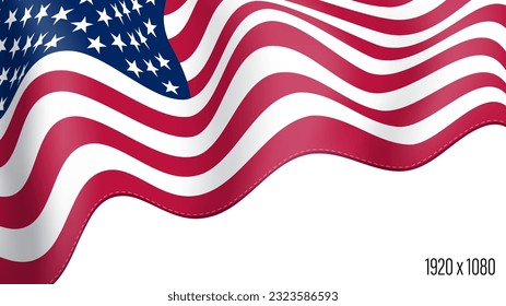 American country flag realistic independence day background. USA commonwealth banner in motion waving, fluttering in wind. Festive patriotic HD format template for independence day