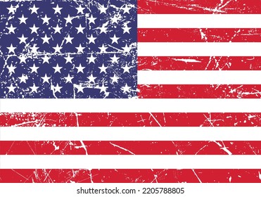 American Country flag with rough grunge textured, vector illustration