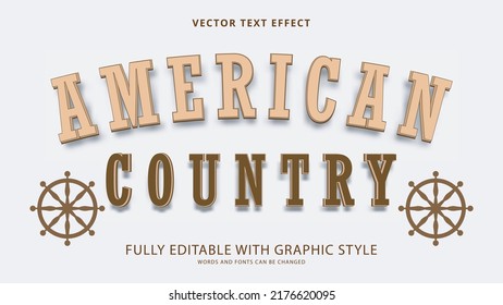 American Country Text Effect Editable With Graphic Style