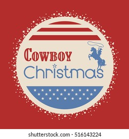 American cowboy christmas greeting card background with patriotic elements 