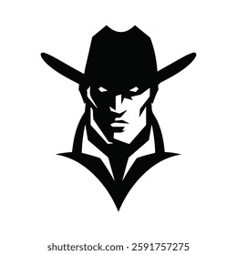 American cowboy hat of man silhouette icon vector on white background