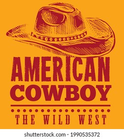 American Cowboy illustration T-Shirt Print graphic vector artwork