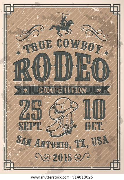 American Cowboy Rodeo Poster Typography Vintage Stock Vector (Royalty ...