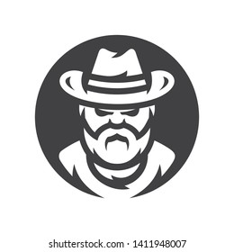 American cowboy Vector silhouette sign.