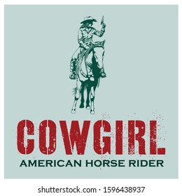 American Cowgirl Riding A Horse