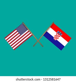 American and Croatia crossed flags.