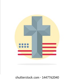 American, Cross, Church Abstract Circle Background Flat color Icon