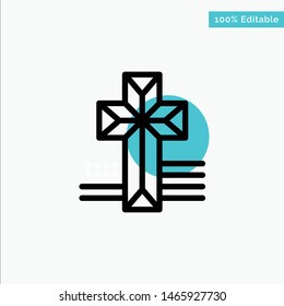 American, Cross, Church turquoise highlight circle point Vector icon. Vector Icon Template background