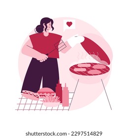 American cuisine abstract concept vector illustration. American cooking restaurant, typical barbecue dish, fast food takeout, traditional usa cuisine, homemade grill recipe abstract metaphor.