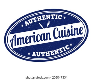 American cuisine grunge rubber stamp on white, vector illustration