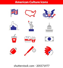 American Culture Icon Set 