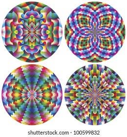 American culture pattern in vector art. Set of round vector elements for esoteric business, meditation or decoration