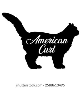 American Curl cat silhouette, cat, cat breeds, logo, vector, silhouette,  animal, illustration, icon, sign, design, black, symbol, pet, love
