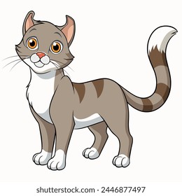 Ilustración vectorial de gato American Curl aislado sobre fondo blanco en estilo de dibujos animados.