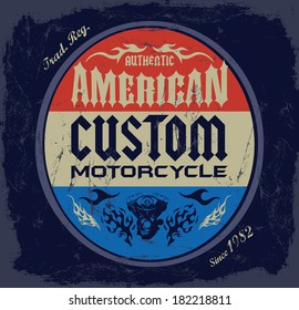 American custom - Chopper Motorcycle badge - t - shirt print design