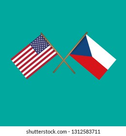 American and Czech Republic crossed flags.