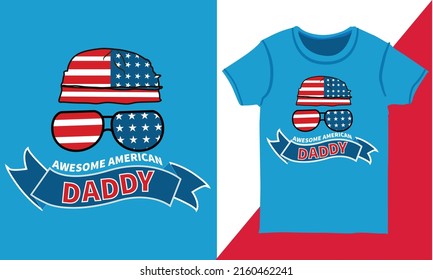 American Daddy T-shirt Design Concept. Father's Day T-shirt Design Template