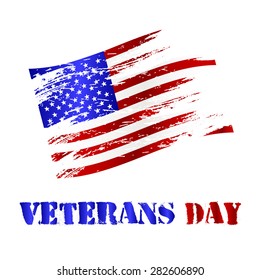 American damaged flag and veterans day celebration eps10