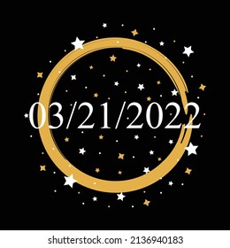 American Date 03-21-2022 Vector On Black Background With Gold and White Stars
