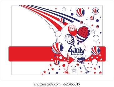 American Decoration for Independence Day, Traditional Symbols and Objects.Happy independence day card United States of America. American Flag paper design, vector illustration.