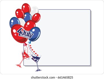 American Decoration for Independence Day, Traditional Symbols and Objects.Happy independence day card United States of America. American Flag paper design, vector illustration.