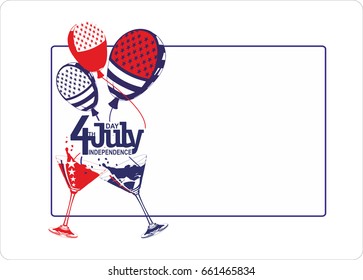 American Decoration for Independence Day, Traditional Symbols and Objects.Happy independence day card United States of America. American Flag paper design, vector illustration.
