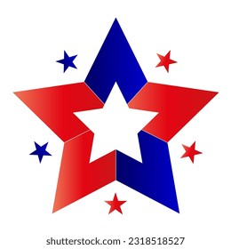 American decorative red blue star symbol	
