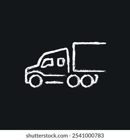 American delivery truck chalk icon. Thin line customizable illustration. Contour symbol. Vector isolated outline drawing.