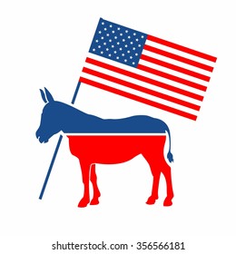 American Democrat Donkey With Flag