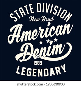 American Denim Vintage Varsity Graphics illustration for T shirt, jacket, emblem , poster etc.