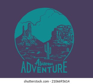 american desert adventure retro vintage vector artwork design 