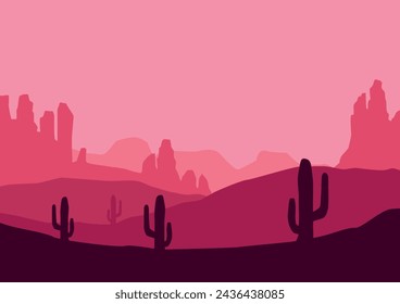 American desert panorama vector. Vector illustration in flat style