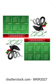 American  desktop calendar for 2012 (the year of the black dragon) in the form of "house", with the labels cut and creasing