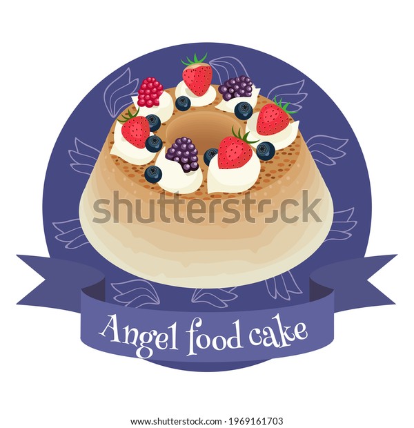 American Dessert Angel Food Cake Colorful Stock Vector Royalty Free