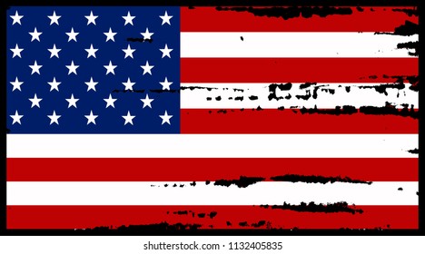 American dirty flag.Vintage flag of United States.