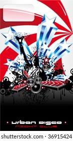 American Discoteque Event Background for Disco Flyers with USA Flag motive