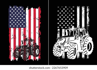 American Distressed Flag Tractor Design