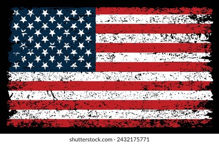 American Distressed Flag. USA Vintage Flag Design.