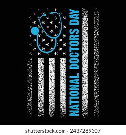 American Distressed Flag.National Doctors Day Motivational Typography Design Vector t shirt,poster,banner,backround. svg