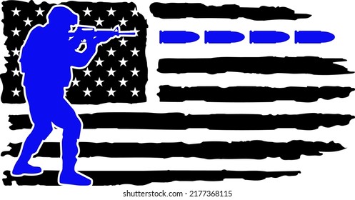 American Distressed Thin Blue Line Flag svg