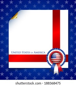 American document template with rosette on blue starry background