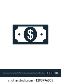 American dollar bill flat icon for financial apps